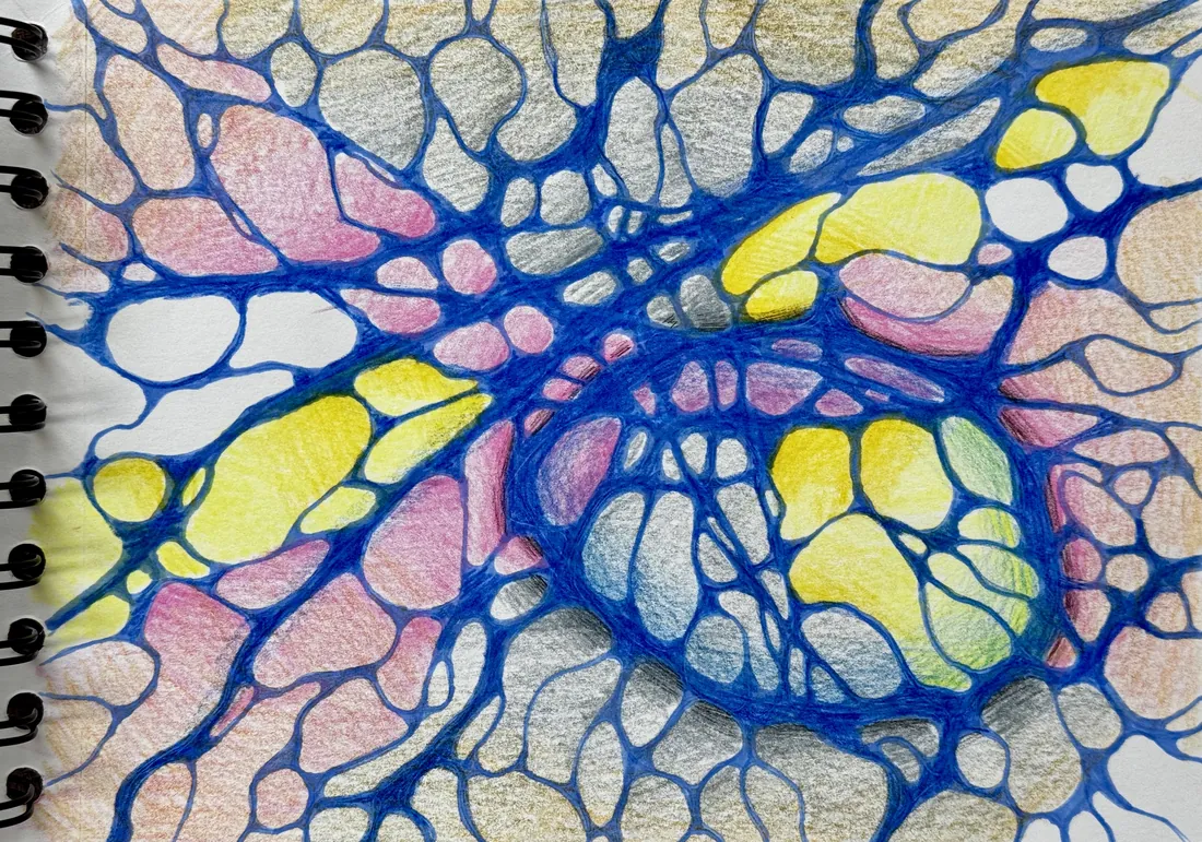 Cellular Neurographica pattern in cool blues
