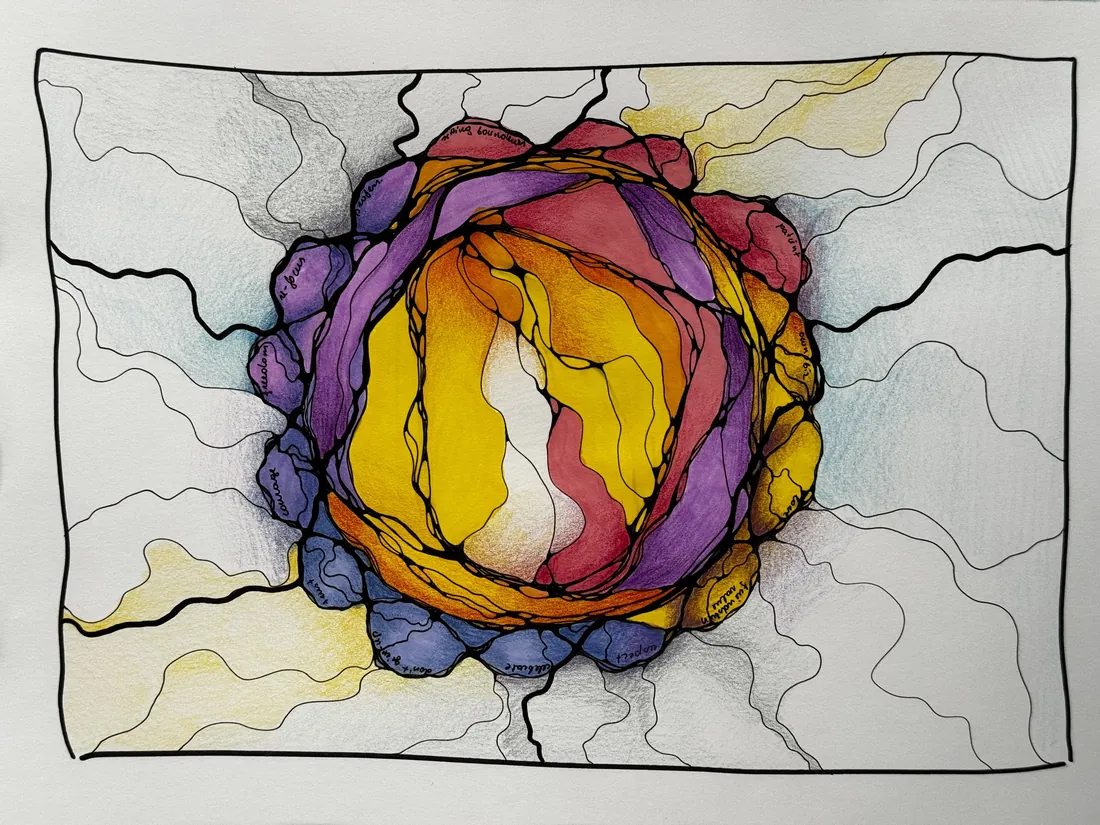Radiant yellow centre framed by deep violet